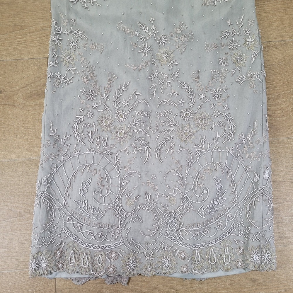 Elegant Beaded Ivory Slip Dress - Picture 2 of 15